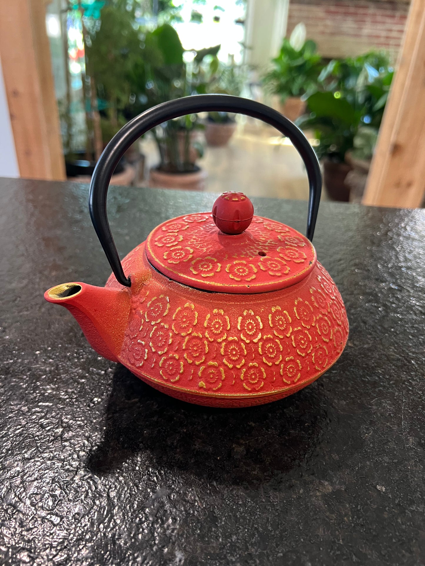 Cast Iron Teapot, Green or Orange