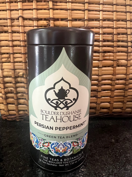 Persian Peppermint Organic Green Tea - Tin of 15 Tea Sachets